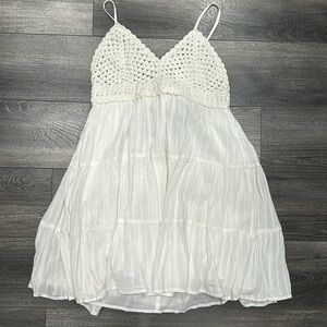 Aerie cream crochet top dress